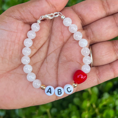 White Glass bracelet w fixed apple